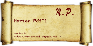 Marter Pál névjegykártya
